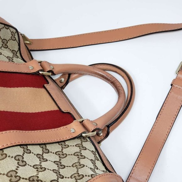 100% Auth Gucci Canvas Vintage Boston Satchel Bag - Picture 7 of 16